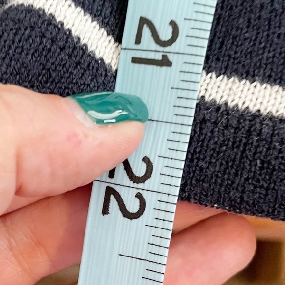 Pull & Bear Blue White Stripe Side Slits Long Sleeve Lightweight Sweater - Picture 8 of 8